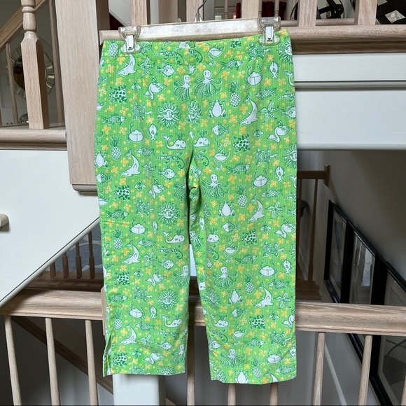 Lilly Pulitzer White Tag Vintage Sea Creature Print Cropped Pants 6 - Picture 3 of 10